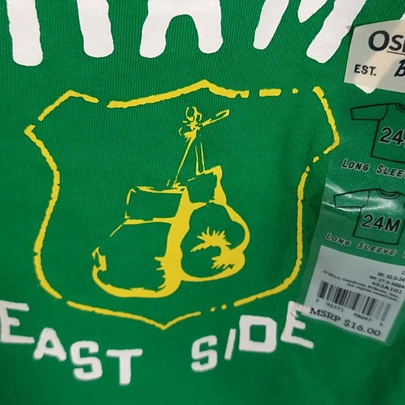 Boys Long Sleeve Tee Top Oshkosh B'gosh 24M Green - Picture 8 of 8